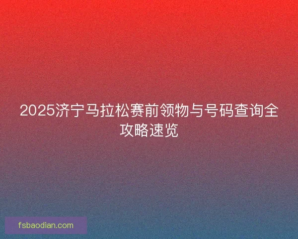 2025济宁马拉松赛前领物与号码查询全攻略速览