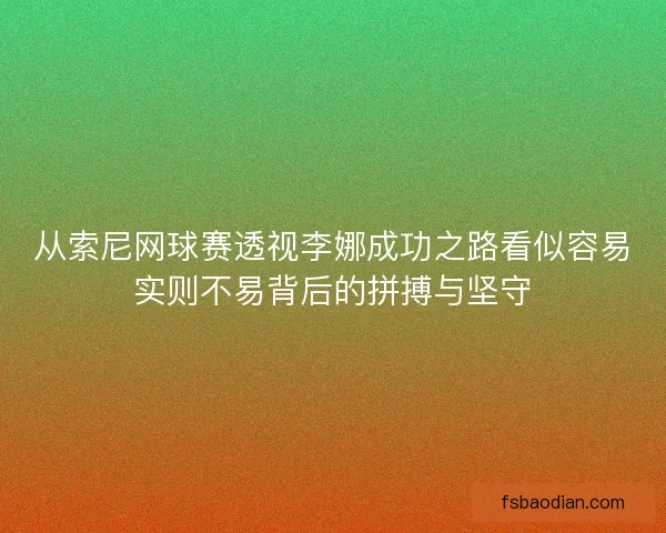 从索尼网球赛透视李娜成功之路看似容易实则不易背后的拼搏与坚守 从索尼网球赛透视李娜成功之路看似容易实则不易背后的拼搏与坚守