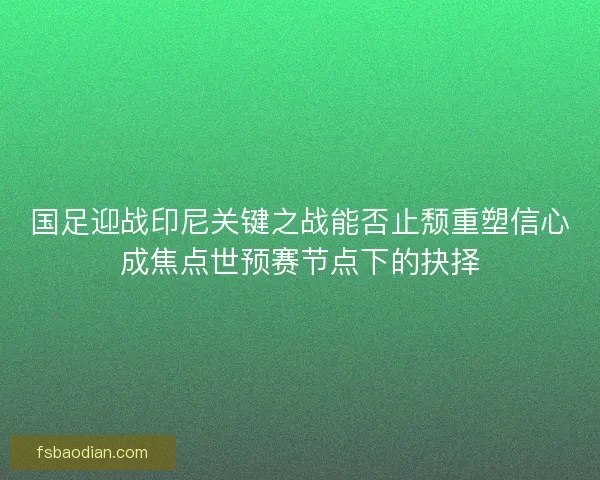 国足迎战印尼关键之战能否止颓重塑信心成焦点世预赛节点下的抉择