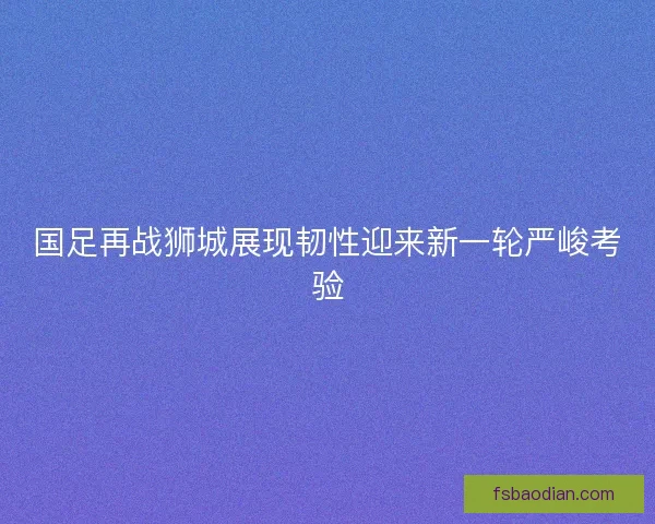 国足再战狮城展现韧性迎来新一轮严峻考验